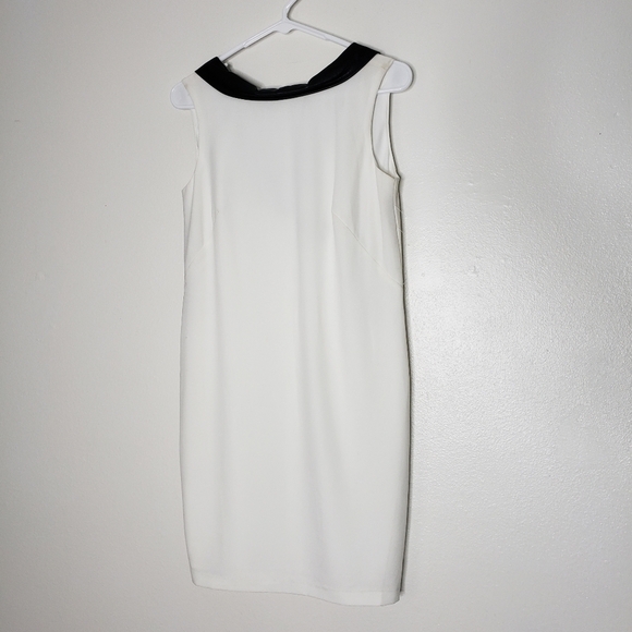 NEW Alexia Admor White Leather Band Collar Shift Dress Sleeveless Summer Luxury - Picture 3 of 13